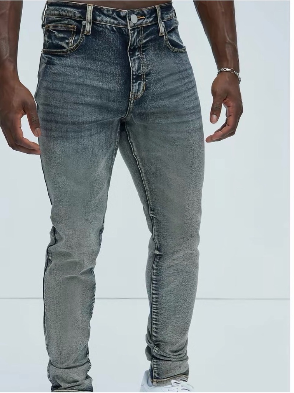 Fashion Nova Men's Skinny Washed Grey Jeans